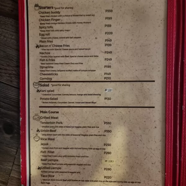 Cafe I'm Here Timog menu for food p1