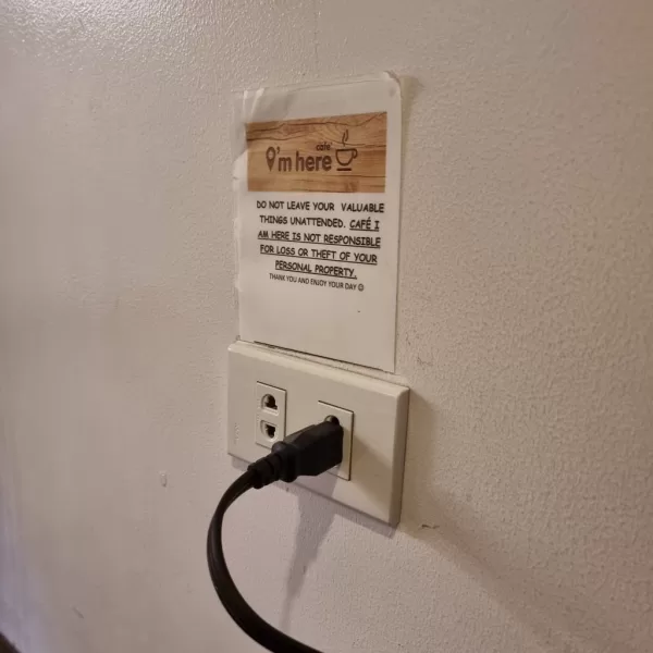 Electrical outlet at Cafe I'm Here Timog